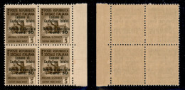 Emissioni Locali - Castiglione D'Intelvi - 1945 - 5 Cent + 50 (1) In Quartina Bordo Foglio - Gomma Integra (500+) - Other & Unclassified