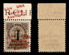 Emissioni Locali - Guidizzolo - 1945 - 1 Lira Su 10 Cent (2b) Bordo Foglio In Alto - Doppia Soprastampa (una Obliqua) Ri - Altri & Non Classificati