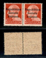 Emissioni Locali - Teramo - 1944 – 20 Cent (2+2 L) – Coppia Con U Piccolo A Destra – Gomma Integra (100+) - Otros & Sin Clasificación