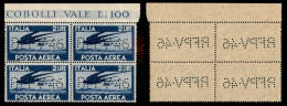 Emissioni Locali - Venezia - 1946 - RFPV 46 - Quartina Del 2 Lire (127 - Aerea) - Bordo Foglio - Gomma Integra - Other & Unclassified