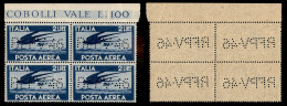 Emissioni Locali - Venezia - 1946 - RFPV 46 - Quartina Del 2 Lire (127 - Aerea) - Bordo Foglio - Gomma Integra - Altri & Non Classificati