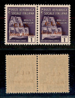 C.L.N. - Aosta - 1944 - 1 Lira (4) - Coppia Orizzontale Con Soprastampe Disallineate - Gomma Integra - Non Catalogata - Andere & Zonder Classificatie