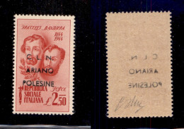 C.L.N. - Ariano Polesine - 1945 - 2.50 Lire Bandiera (Errani 46e + Aa) Con Doppia Soprastampa + Decalco (singolo) - Gomm - Otros & Sin Clasificación