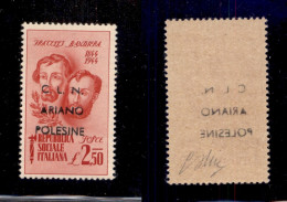 C.L.N. - Ariano Polesine - 1945 - 2.50 Lire Bandiera (Errani 46e + Aa) Con Doppia Soprastampa + Decalco (singolo) - Gomm - Sonstige & Ohne Zuordnung