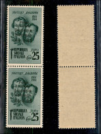 C.L.N. - Imperia - 1945 - 25 Cent Bandiera (13b + 13c) - Coppia Verticale Senza Trattini Dopo 24 E Dopo 4 - Gomma Integr - Other & Unclassified