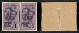 C.L.N. - Imperia - 1945 - 1 Lira Bandiera (14c + 14) In Coppia - Senza Trattino Tra 4 E 45 A Sinistra - Gomma Integra (1 - Otros & Sin Clasificación