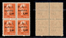 C.L.N. - Mantova - 1945 - 60 Cent + 4,40 Lire (5+5yd+5+5y) In Quartina - Gomma Integra - Autres & Non Classés