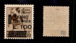C.L.N. - Piacenza - 1945 - 100 Lire Su 30 Cent Tamburino (Errani Tipo 97 - Con Filigrana) - Gomma Integra - Non Cataloga - Andere & Zonder Classificatie