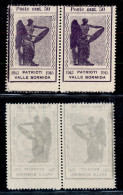 C.L.N. - Valle Bormida - 1945 - 50 Cent Vittoria (12bb + 12) - Coppia Orizzontale - Filigrana RO A Sinistra - Sempre Sen - Sonstige & Ohne Zuordnung