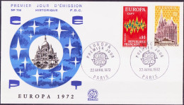 Europa CEPT 1972 France - Frankreich FDC1 Y&T N°1714 à 1715 - Michel N°1788 à 1789 - 1972