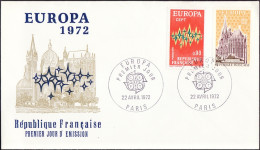 Europa CEPT 1972 France - Frankreich FDC2 Y&T N°1714 à 1715 - Michel N°1788 à 1789 - 1972