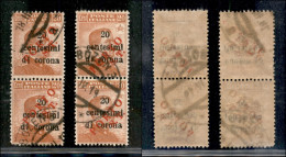 Occupazioni I Guerra Mondiale - Trentino-Alto Adige - Bolzano 3 - 1919 - Porto S.T. - Due Coppie Verticali Del 20 Cent S - Other & Unclassified