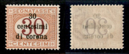 Occupazioni I Guerra Mondiale - Trento E Trieste - 1919 - 30 Cent Su 30 Segnatasse (4f) - Errore Corena - Gomma Integra  - Other & Unclassified