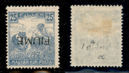 Occupazioni I Guerra Mondiale - Fiume - 1918 - 25 Filler (11ab) Con Soprastampa Capovolta - Gomma Originale (110) - Other & Unclassified