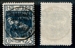 Occupazioni I Guerra Mondiale - Fiume - 1920 - 25 Cent (147) Usato (250) - Sonstige & Ohne Zuordnung