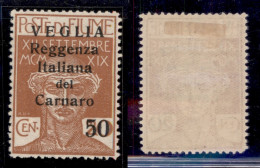 Occupazioni I Guerra Mondiale - Veglia - 1920 - 50 Cent Su 20 Cent (9) - Gomma Originale (120) - Andere & Zonder Classificatie