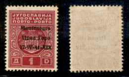 Occupazioni II Guerra Mondiale - Montenegro - 1941 - 1 Din Segnatasse (2h) Errore 1V - Gomma Originale (80) - Other & Unclassified