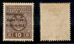 Occupazioni II Guerra Mondiale - Montenegro - 1941 - 10 Din Segnatasse (5aa) Con Soprastampa A Sinistra - Gomma Original - Sonstige & Ohne Zuordnung