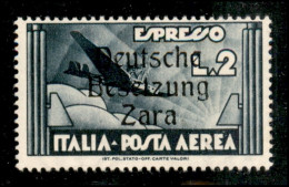 Occupazioni II Guerra Mondiale - Occupazione Tedesca - Zara - 1943 - 2 Lire Aeroespresso (9) - Gomma Integra (100) - Autres & Non Classés