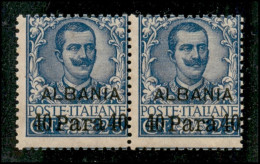 Uffici Postali All'Estero - Levante - Albania - 1902 - 40 Para Su 25 Cent Floreale (3) - Coppia Orizzontale - Gomma Inte - Otros & Sin Clasificación