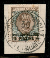 Uffici Postali All'Estero - Levante - Costantinopoli - 1909 - 4 Piastre Su 1 Lira Floreale (25 Cb Varietà) - Soprastampa - Sonstige & Ohne Zuordnung