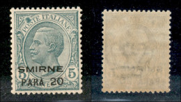 Uffici Postali All'Estero - Levante - Smirne - 1922 - 20 Para Su 5 Cent Leoni (9) - Macchia Di Colore Su S Di Poste - Go - Other & Unclassified