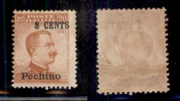 Uffici Postali All'Estero - Levante - Pechino - 1918 - 8 Cent Su 20 Cent Michetti (23dd) - Valore A Destra - Gomma Parzi - Sonstige & Ohne Zuordnung