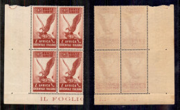 Colonie - Africa Orientale Italiana - 1938 - 10 Lire Soggetti Vari (19) - Quartina Angolo Di Foglio - Gomma Originale Ne - Otros & Sin Clasificación