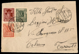 Colonie - Egeo - Emissioni Generali - Posta Militare N. 550 - 3 Valori (56 + 58 + 59) Su Busta Per Taranto Del 30.8.41 - Andere & Zonder Classificatie