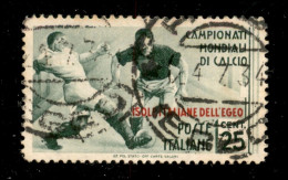 Colonie - Egeo - Emissioni Generali - 1934 - 25 Cent Calcio (76) Usato (140) - Otros & Sin Clasificación