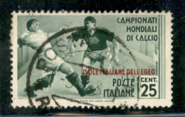 Colonie - Egeo - Emissioni Generali - 1934 - 25 Cent Calcio (76) - Usato - Andere & Zonder Classificatie