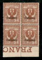 Colonie - Egeo - Calino - 1912 - 2 Cent Floreale (1) In Quartina - Gomma Integra (140+) - Sonstige & Ohne Zuordnung