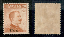 Colonie - Egeo - Coo - 1917 - 20 Cent Michetti (9) - Gomma Originale (100) - Autres & Non Classés