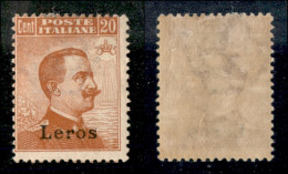 Colonie - Egeo - Lero - 1921 - 20 Cent Michetti (11) - Gomma Originale (260) - Autres & Non Classés