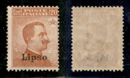 Colonie - Egeo - Lipso - 1921 - 20 Cent Michetti (11) - Gomma Originale (180) - Sonstige & Ohne Zuordnung