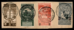 Colonie - Egeo - Scarpanto - Unità D'Italia (Regno 92 + 99/101) - 4 Valori Usati Su Frammento A Scarpanto Il 15.10.13 - Sonstige & Ohne Zuordnung