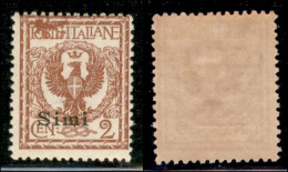 Colonie - Egeo - Simi - 1912 - 2 Cent Floreale (1 Varietà) - Stampa Difettosa In Alto A Sinistra - Gomma Integra - Non C - Other & Unclassified