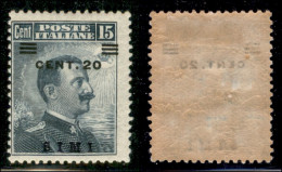 Colonie - Egeo - Simi - 1916 - 20 Cent Su 15 Michetti (8a) - Soprastampa In Basso - Gomma Originale - Sonstige & Ohne Zuordnung