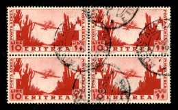 Colonie - Eritrea - 1936 - 10 Lire (26 - Aerea) - Quartina Usata (140) - Autres & Non Classés