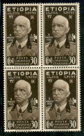 Colonie - Etiopia - 1936 - 30 Cent Vittorio Emanuele III (4) - Quartina - Gomma Integra - Andere & Zonder Classificatie