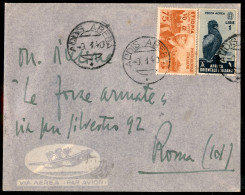 Colonie - Etiopia - 75 Cent (6) + 1 Lira Posta Aerea (A.O.I. 5) Su Lettera Via Aerea  Da Addis Abeba Per Roma Del 3.1.40 - Autres & Non Classés