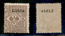 Colonie - Libia - 1915 - 1 Cent Floreale (1 L) Con Soprastampa In Alto + Decalco - Gomma Integra (180) - Autres & Non Classés