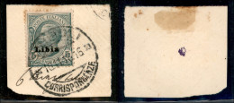 Colonie - Libia - 1912 - 5 Cent Leoni (3e) Con Doppia Soprastampa - Usato Su Frammento (120+) - Otros & Sin Clasificación
