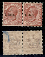 Colonie - Libia - 1912 - 10 Cent Leoni (4k Varietà) - Coppia Orizzontale Con Soprastampa Spostata Al Centro E A Sinistra - Otros & Sin Clasificación