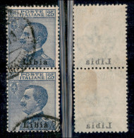 Colonie - Libia - 1912 - 25 Cent Michetti (7v) - Coppia Verticale Usata Con Decalco (100+) - Sonstige & Ohne Zuordnung