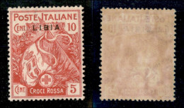 Colonie - Libia - 1915 - 10 Cent Croce Rossa (13a) Con Soprastampa Sottile - Gomma Originale Con Invisibile Traccia Di L - Other & Unclassified