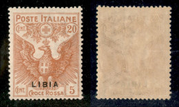 Colonie - Libia - 1916 - 20 Cent Croce Rossa (16c) - Soprastampa In Basso - Gomma Integra - Andere & Zonder Classificatie