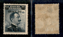 Colonie - Libia - 1916 - 20 Cent Su 15 Michetti (17/I - Azzurro Nero) - Gomma Integra (700) - Otros & Sin Clasificación