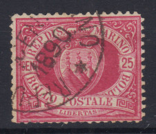 SAN MARINO 1877-90 25 CENTESIMI LACCA N.5 USATO BUONA CENTRATURA - Gebruikt