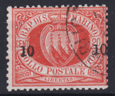 SAN MARINO 1892 10 CENT. SU 20 CENT. N.11 USATO - Usados